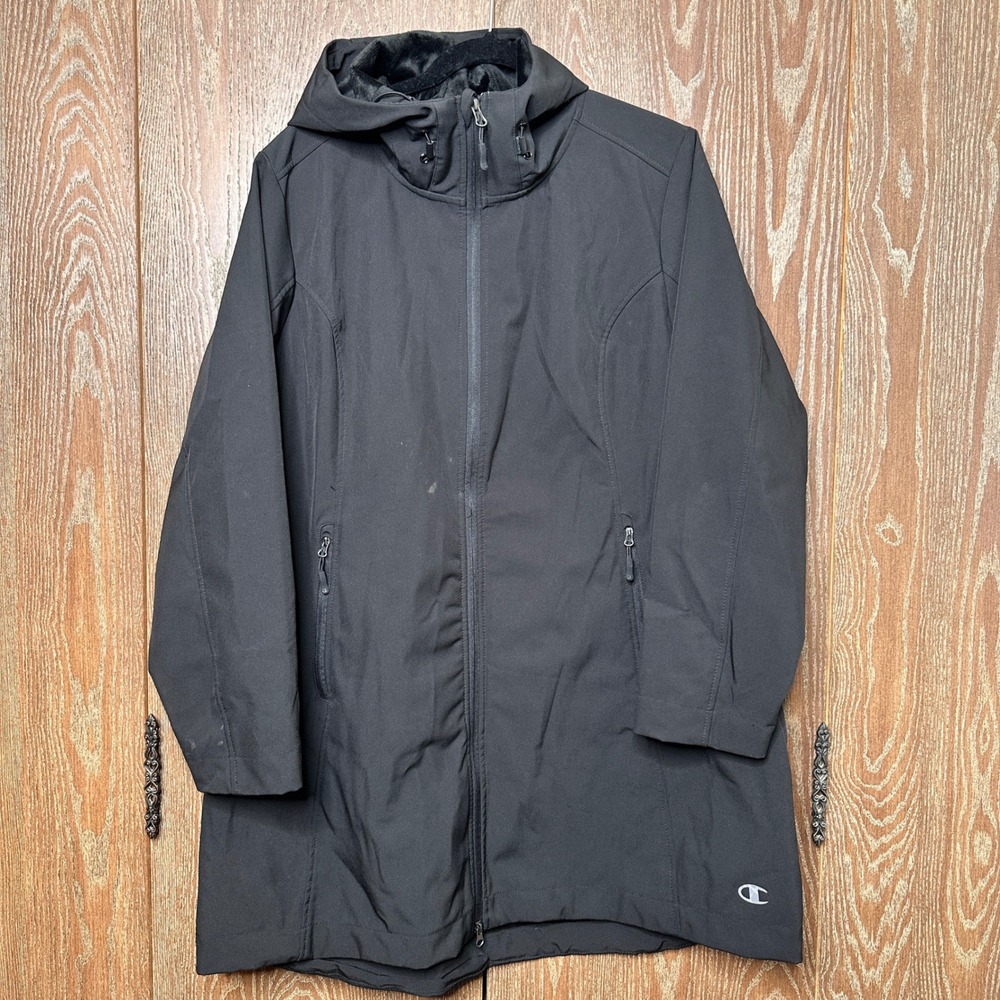 Champion Performance Womens 2XL Black Softshell Fleece Lined Hooded Jacket Coat